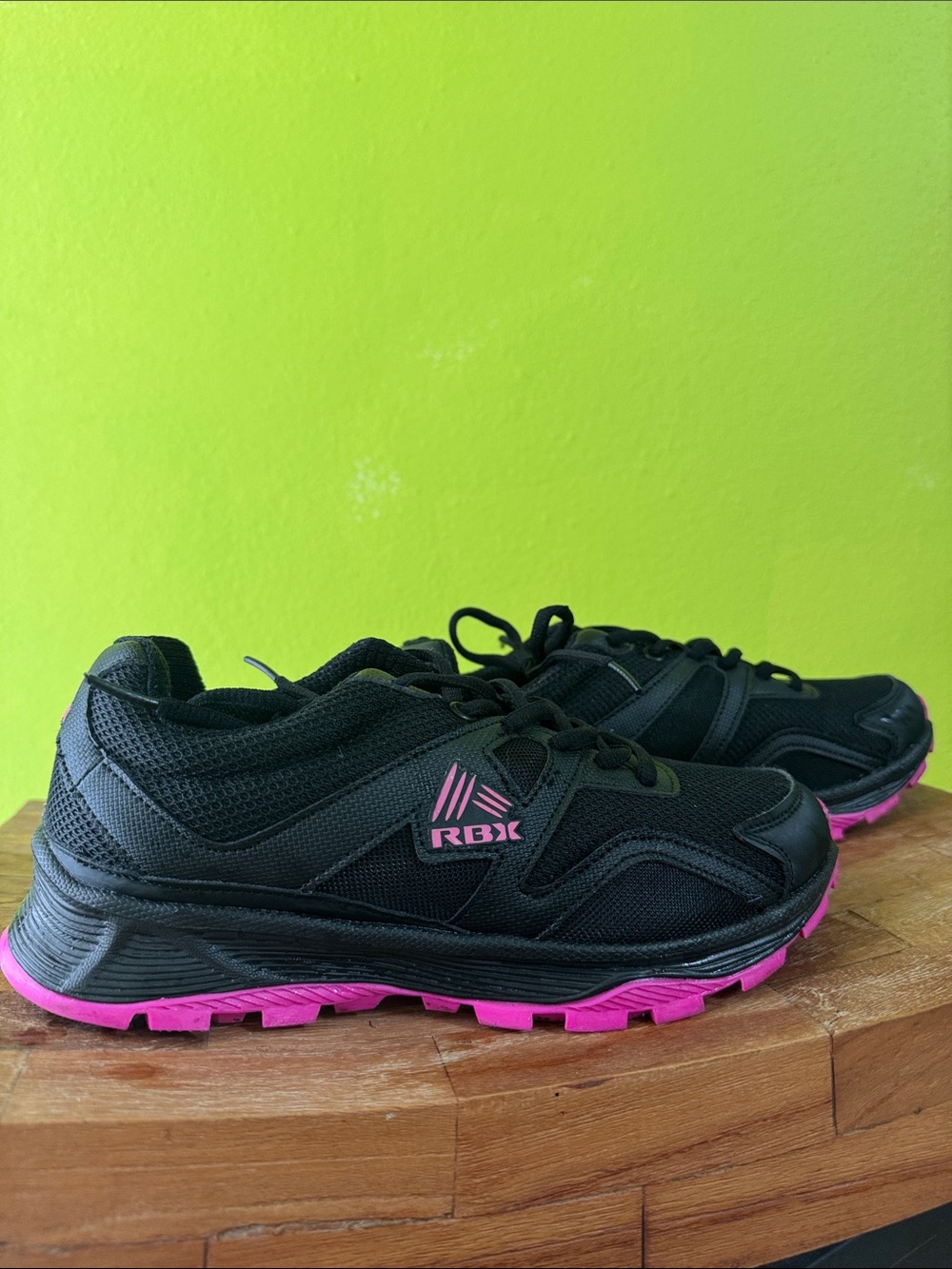 RBX Women's Black Athletic Sneakers with Pink Soles